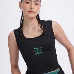SZN Typography Print Bamboo spandex Tank Crop Top-image-87