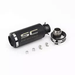 RA Accessories Black SC Mini with Silver Strip Silencer Exhaust for Hero Passion XPRO New-picture-29