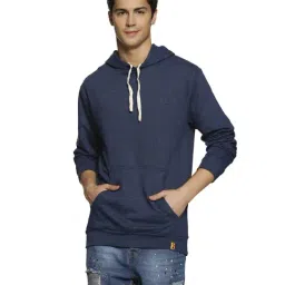 Campus Sutra Dark Blue Solid Regular Fit Hooded Sweatshirt-picture-23