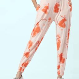 People by Pantaloons Beige & Orange Cotton Printed Joggers-image-31