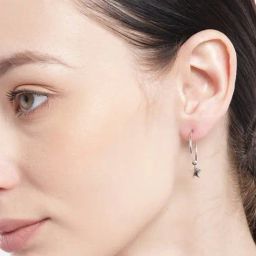 Zavya 92.5 Sterling Silver Stellar Drops Hoop Earrings with Drop-Stars for Women-image-15