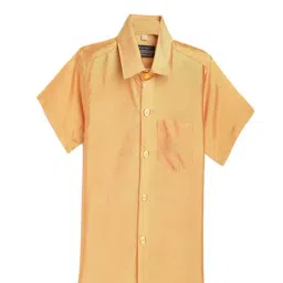 THANGAMAGAN Kids Light Orange Solid Shirt-image-110