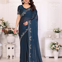 VILLAGIUS Embellished Beads and Stones Pure Georgette Designer Saree-image-61