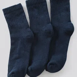 Pine Kids Ankle Length Anti Microbial Washed School Terry Socks Solid Pack of 3- Navy Blue-picture-35