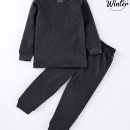 Babyoye Full Sleeves Thermal Inner Wear Set Solid Color - Anthra-image-47