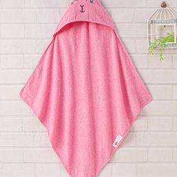 Babyhug Woven Terry Hooded Towel Animal Face Embroidery - Pink-image-55
