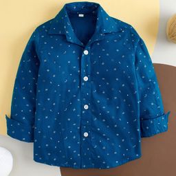 babywish Full Sleeves All Over Abstract Lines Printed Shirt - Blue-image-6