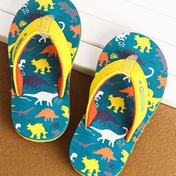 Cute Walk by Babyhug Slip on Flip Flops Dino Print - Yellow-image-19