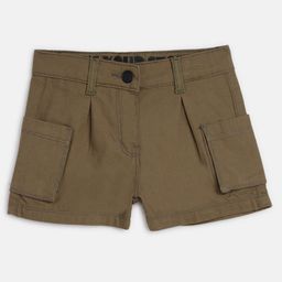 Tales & Stories Solid Button Down Shorts With Side Pockets - Olive Green-image-63
