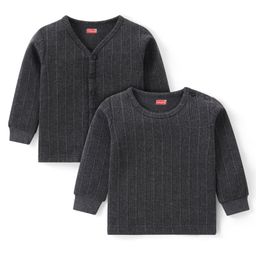 Babyhug Full Sleeves Front Open & Pullover Vest Combo Set Pack of 2 - Dark Grey-image-75