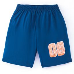 Taeko Single Jersey Knit Knee Length Shorts with Numerical Print - Blue-image-12