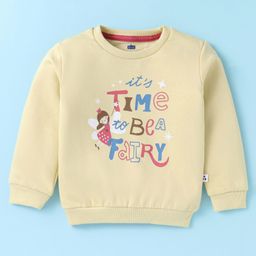 Simply Girl Fleece Knit Full Sleeves Sweatshirt with Text Print - Cream-image-75