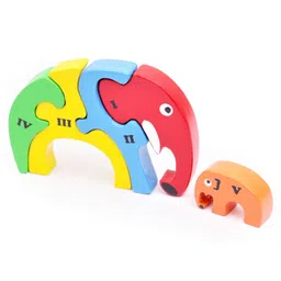 opa toys Wooden MontessoriElephant Family Puzzle - Fun Play (5 Pieces)-picture-24