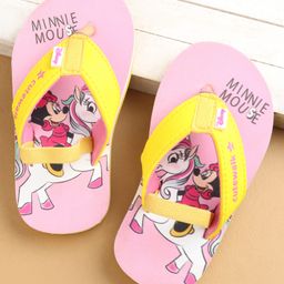 Cute Walk by Babyhug Flip Flops with Back strap Closure Minnie Mouse Print - Yellow & Pink-image-17