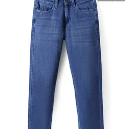 Pine Kids Woven Full Length Solid Washed Denim Jeans - Blue-picture-22