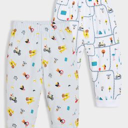 Mi Arcus 100% Cotton Pack Of 2 Animals & Bicycle Printed Pajamas - Multi Colour-image-98
