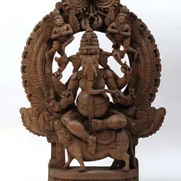 Exotic India Brown Lord Ganesha Wooden Religious Idol Showpiece-image-56