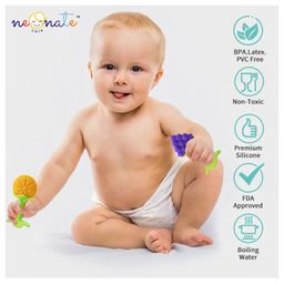 NeonateCare Silicone BPA Free Natural Organic Freezer Safe Teethers Soft & Textured Pack of 2 -  (Fruit teether) Multicolor( Color and design may vary) image 2