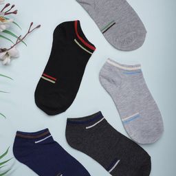 Zalima Men Pack Of 5 Striped Cotton Ankle-Length Socks-image-95