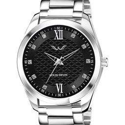 LOUIS DEVIN Men Dial & Stainless Steel Bracelet Style Analogue Watch LD-GR062-BLK-CH-32