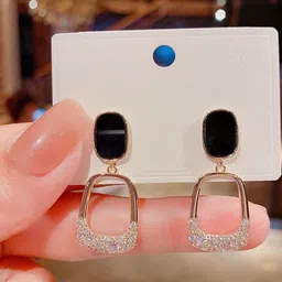 Celestique 925 silver Rhinestone Studded Korean Oval Shaped Drop Earrings-picture-34