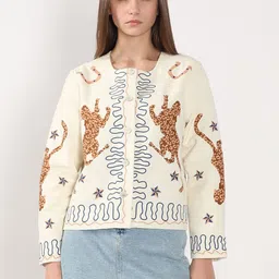 Vero Moda Women Open Front Jacket with Embroidered-1