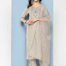 BAESD Women Ethnic Motifs Embroidered Kurta with Trousers & Dupatta-2