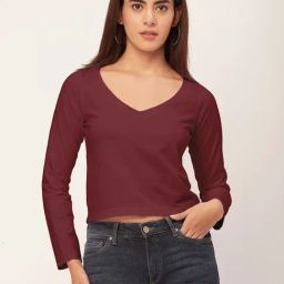 Moomaya Wine Regular Fit Crop Top-picture-29