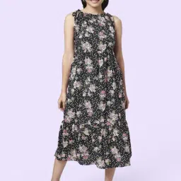 YU by Pantaloons Black Printed A-Line Dress-picture-10