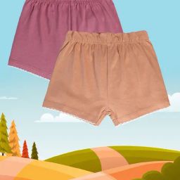 MINIKLUB Kids Pink & Beige Solid Shorts (Pack Of 2)-image-46