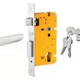 Dorset 60 mm Lever Handle Lock Set with Coin and Knob Cylinder Silver Chrome ML AMY OR image 1