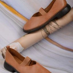 Jove Women's Camel Mary Jane Shoes-picture-20