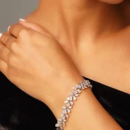 Abdesigns Silver Cluster Statement American Diamond Bracelets-37