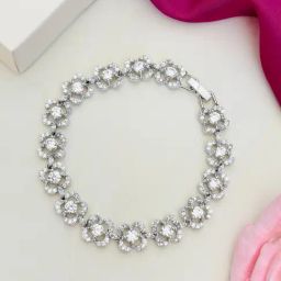 Abdesigns Silver Statement American Diamond Bracelets-18