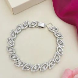 Abdesigns Silver Statement American Diamond Bracelets-20