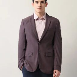Arrow Purple Slim Fit Self Pattern Blazer-image-65