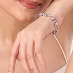 Abdesigns Silver Abstract Statement American Diamond Bracelets-31