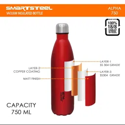 Jaypee Plus Alpha Thermos Flask 24 Hours Hot & Cold 750 ml Cherry For Multiuse image 3