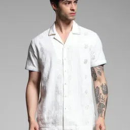 Jack & Jones Bright White Cotton Comfort Fit Self Pattern Shirt-picture-22