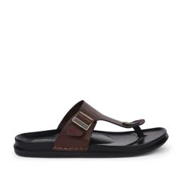 Bata Men's Brown T-Strap Sandals-picture-31
