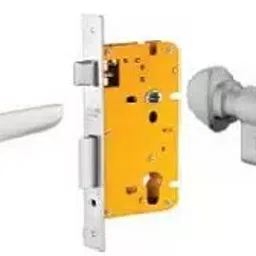 Dorset 70 mm Lever Handle Lock Set with Both Side Key Cylinder Silver Chrome ML AMY OR image 1