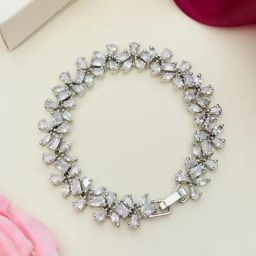 Abdesigns Silver Statement American Diamond Bracelets-image-91