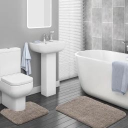 OBSESSIONS Taupe Polyester Quick Dry & Anti Skid Bath Mat - Set of 2-picture-17
