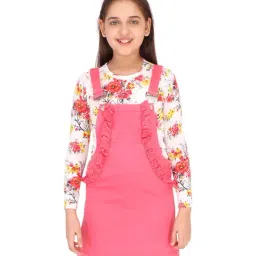 Cutecumber Kids Coral Floral Print Dungaree Set-image-14