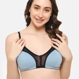 Clovia Blue Cotton Printed Full Coverage Bra-image-26