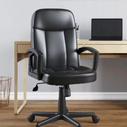 Nilkamal Mayor Black Polyurethane Mid Back Chair-image-49