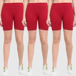 Gracit Maroon Cotton Sports Shorts - Pack Of 3-image-41