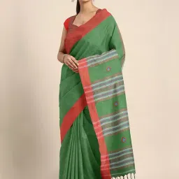 Kalakari India Green Cotton Woven Saree With Unstitched Blouse-picture-14
