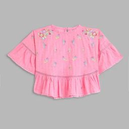 Blue Giraffe Kids Pink Embroidered Top-picture-6