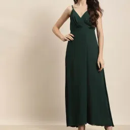 Qurvii Dark Green Maxi Dress-image-85